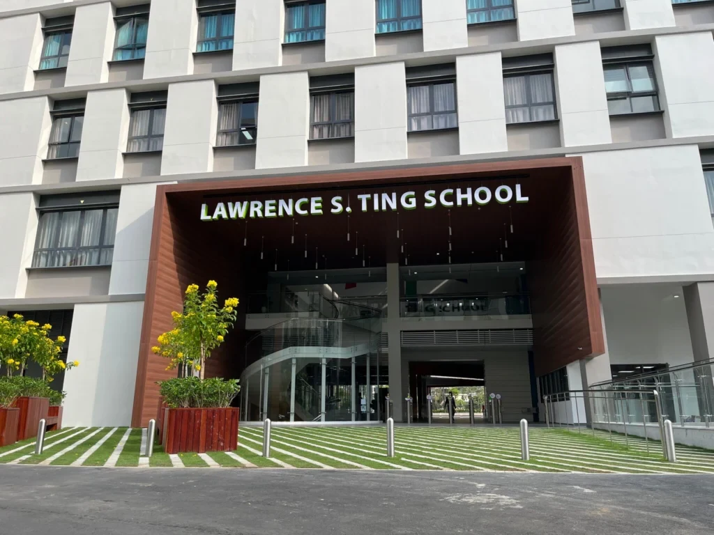 The entrance to Lawrence S. Ting School